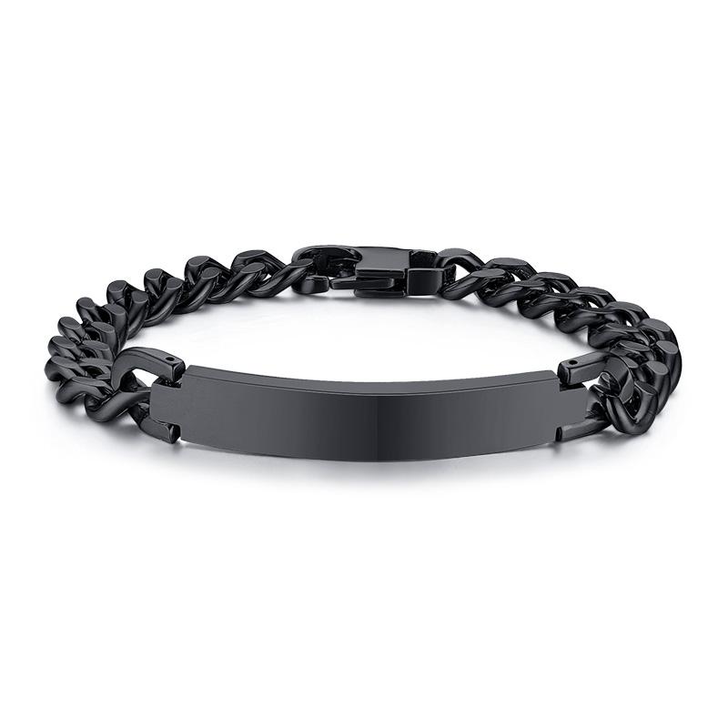 Roestvrij Staal Curb Ketting ID Heren Armband In Zilverkleur Op Maat Manchet Armband Gepersonaliseerde Staaf Met Namen Initialen Datum Mannen Sieraden