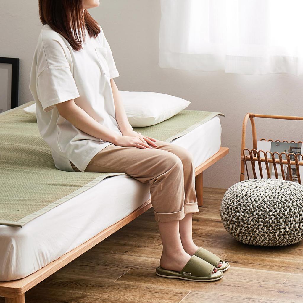 Hagiwara Igusa Slippers for Indoor Room M Made with Kurashiki Made in Japan Use, Green, Approx. 26cm, "Kibi", Shoes, Size, Unisex, Canvas,