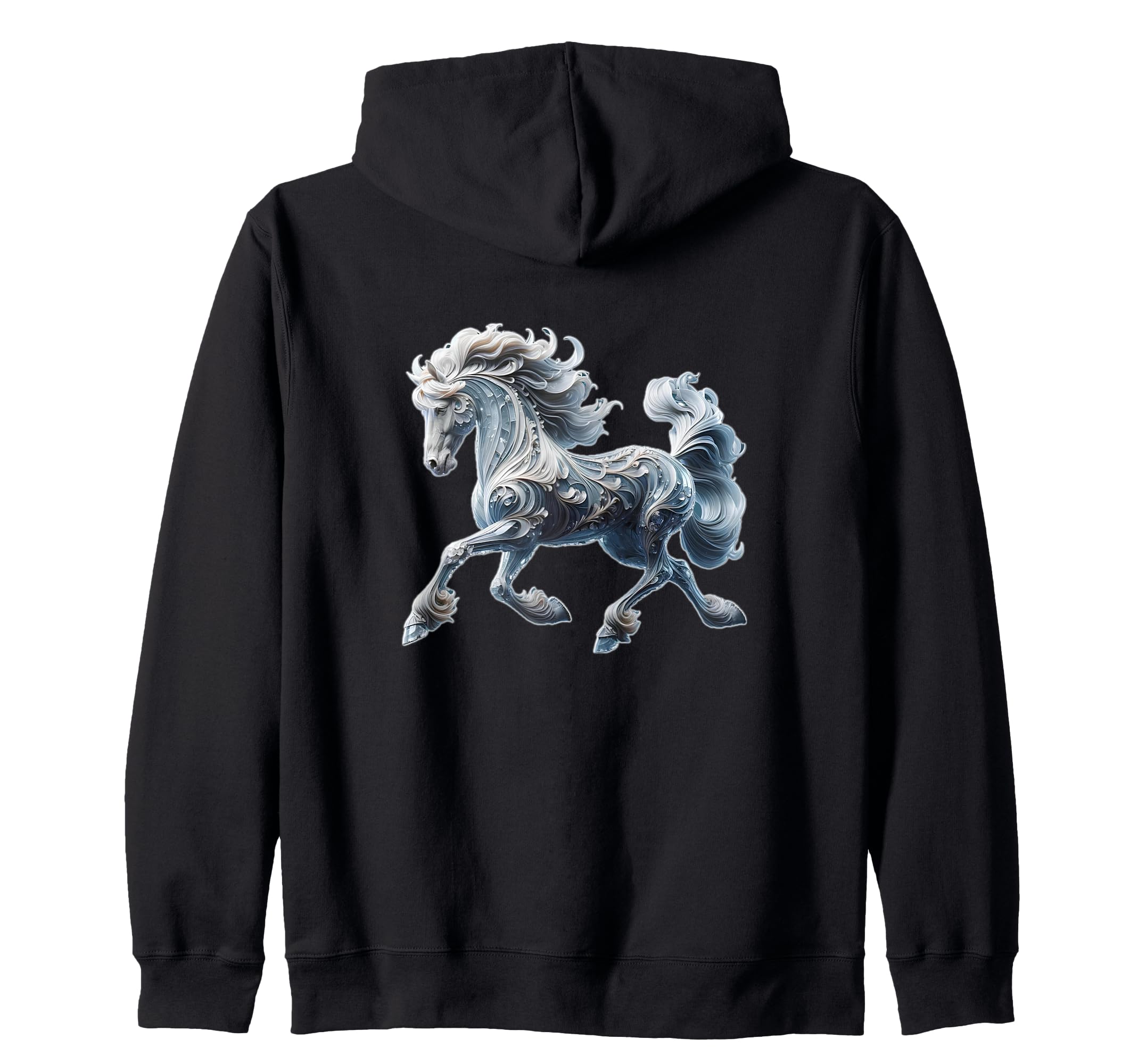 

Величественная толстовка на молнии с фэнтезийным конем чёрный