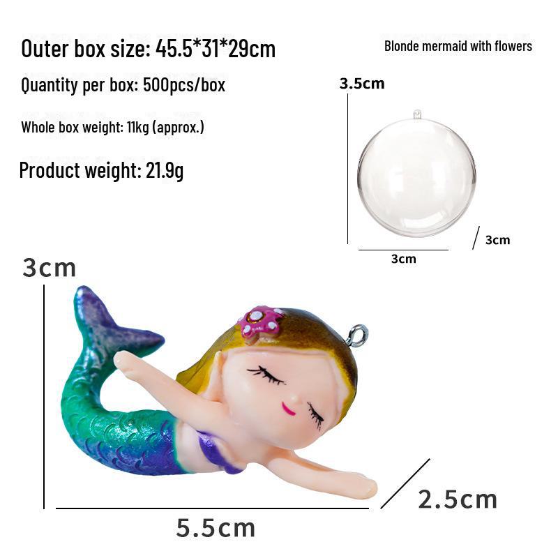 Kreativ Flytende Havfrue Mikrolandskapsornament - Tegneserie Havprinsesse Dekorasjon for Akvarier