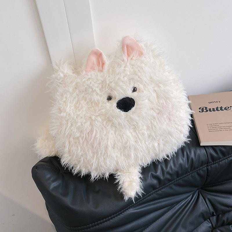 Sweet and Cute Puppy Plush Bag Women's Spring Season 2025 New Casual Versatile Girl Tote Bag Tide