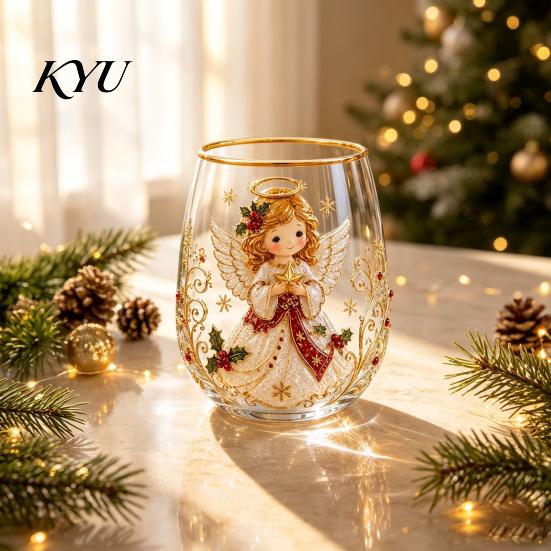 Feestelijk Ritueel Eetkamer Accessoire 330ML Kerst Glas Waterbeker, Krans/Kerstman/Hert/Kousen/Sneeuwman Patroon Feestelijk Glaswerk Seizoensgebonden