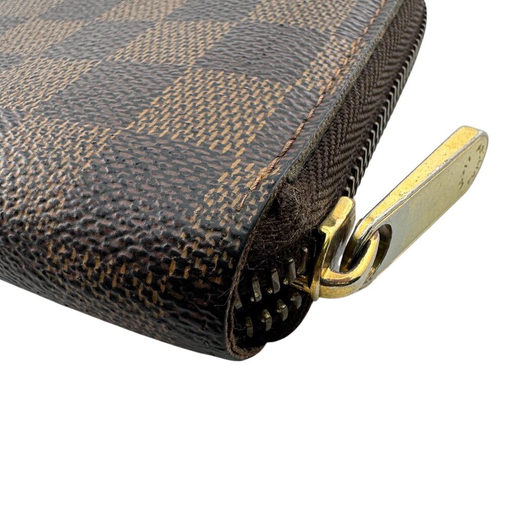 LOUIS VUITTON N60015 Damier leather Zippy wallet Purse Brown leather Used