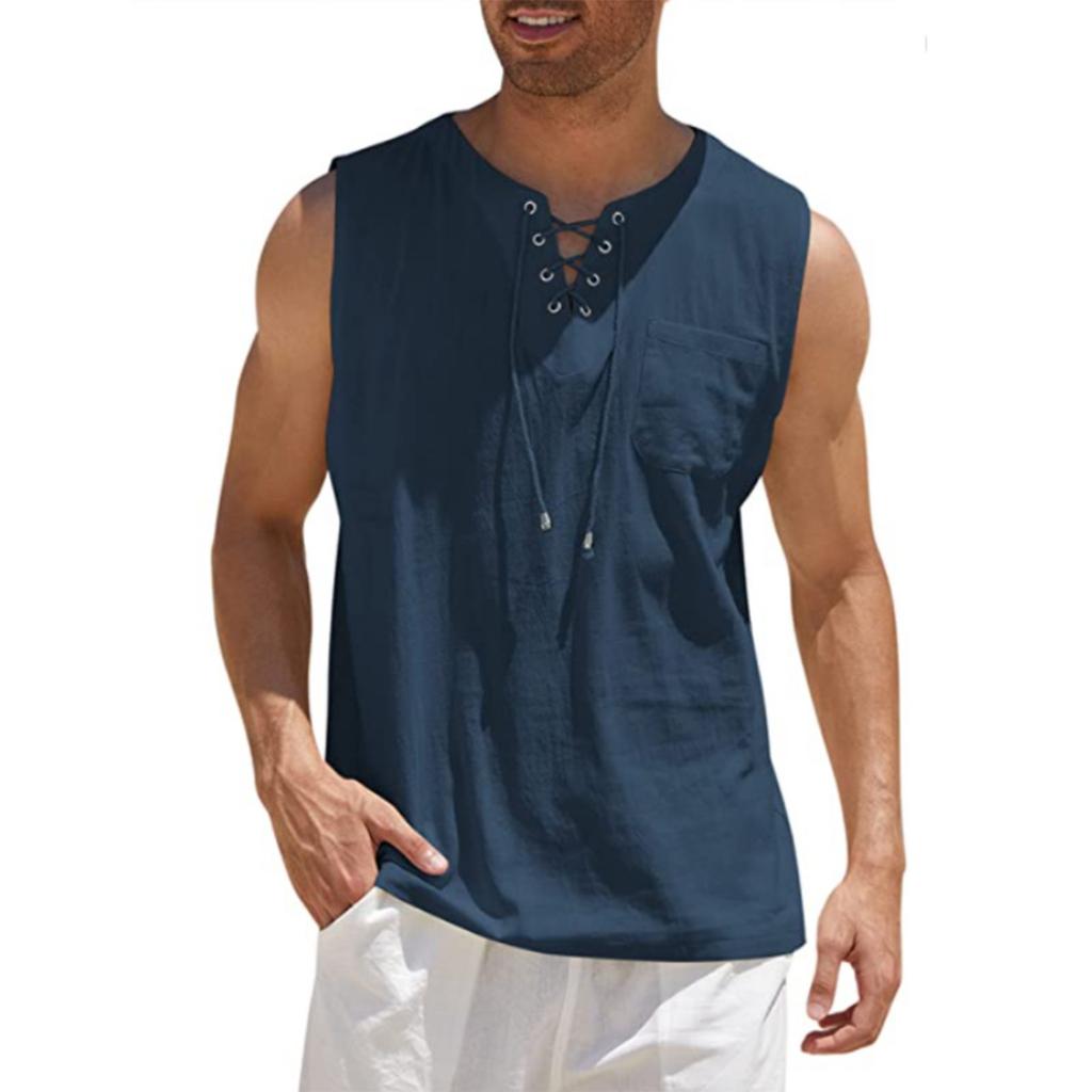 Camisa sin mangas informal a la moda para hombre