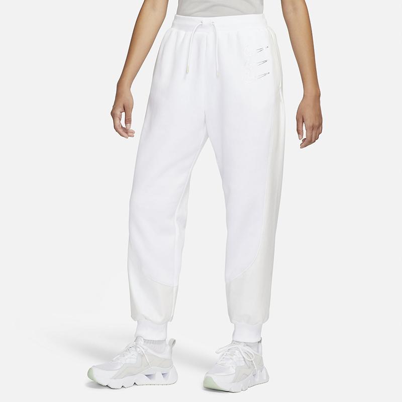 Nike Casual Cuffed Fleece-Lined Knit Pants Women Bottoms White DD5130-100