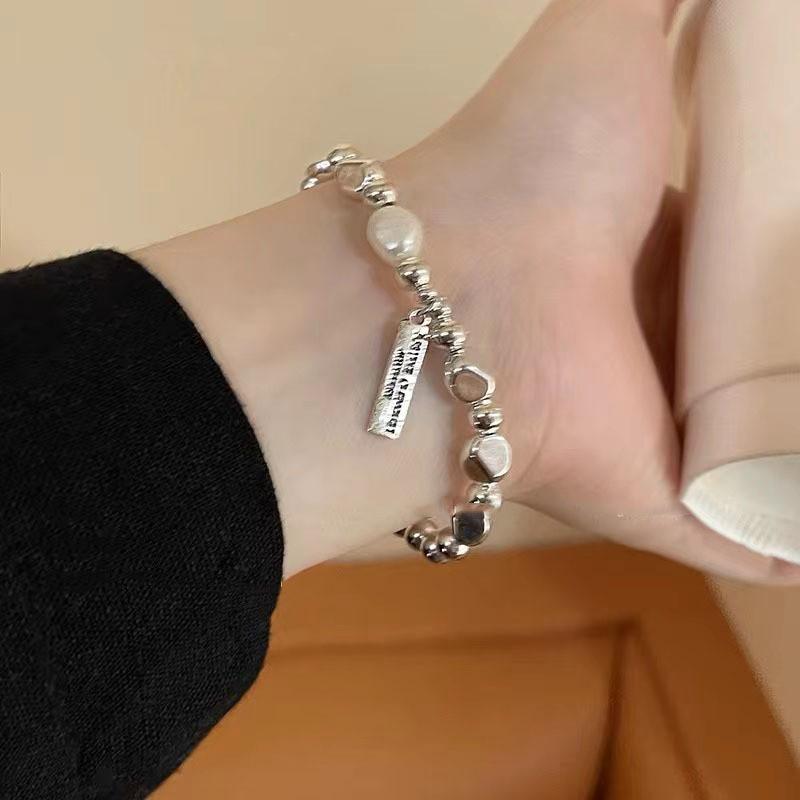 Pearl Silver Sophisticated Geometric Bracelet Exquisite Handcrafted Womens Gift