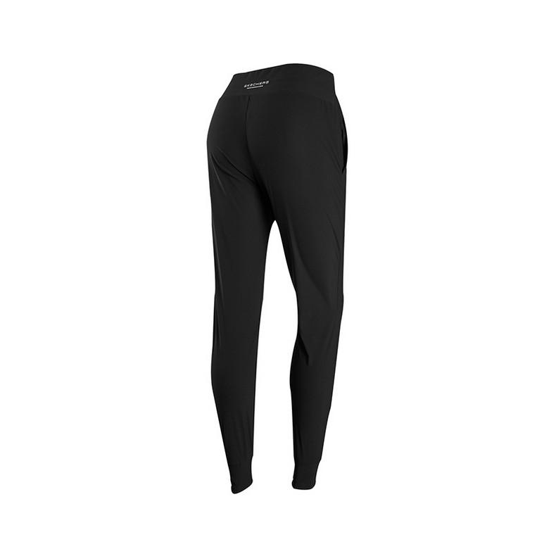 Skechers Performance Solid Color Elastic Waistband Tapered Knit Sports Pants Women pants Carbon-Black P323W007-0018