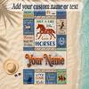 Horse Theme Soft Beach Towel Personalized Custom Name Text Towel Portable for Beach Pool Travel
