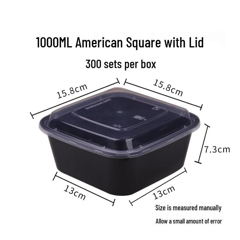 Disposable Black Square Takeaway Food Containers