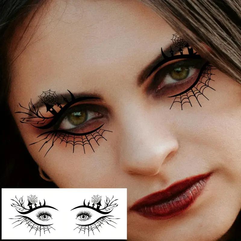 10sheets Spider Web Eye Tattoo Sticker Waterproof Temporary Fake Tattoos Suitable for Halloween Party Facial Art Makeup