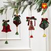 Christmas Red Velvet Bow Bell Pendant Tree Decoration