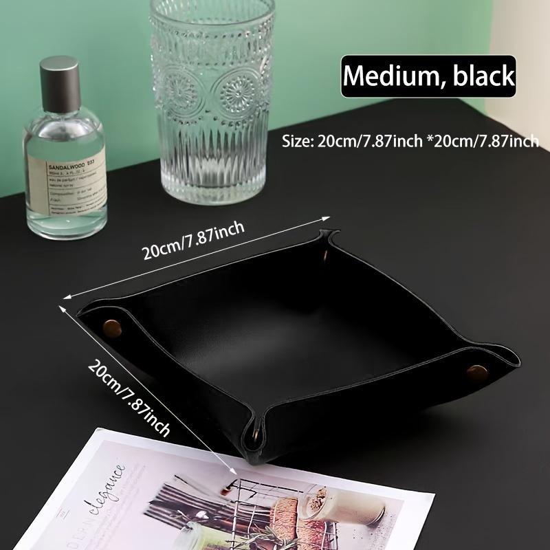 Tray Leather Nightstand Jewelry Tray Desktop Holder Box Leather Snap Tray Sundries Box for Dice Phone Sunglasses Catch All Trays