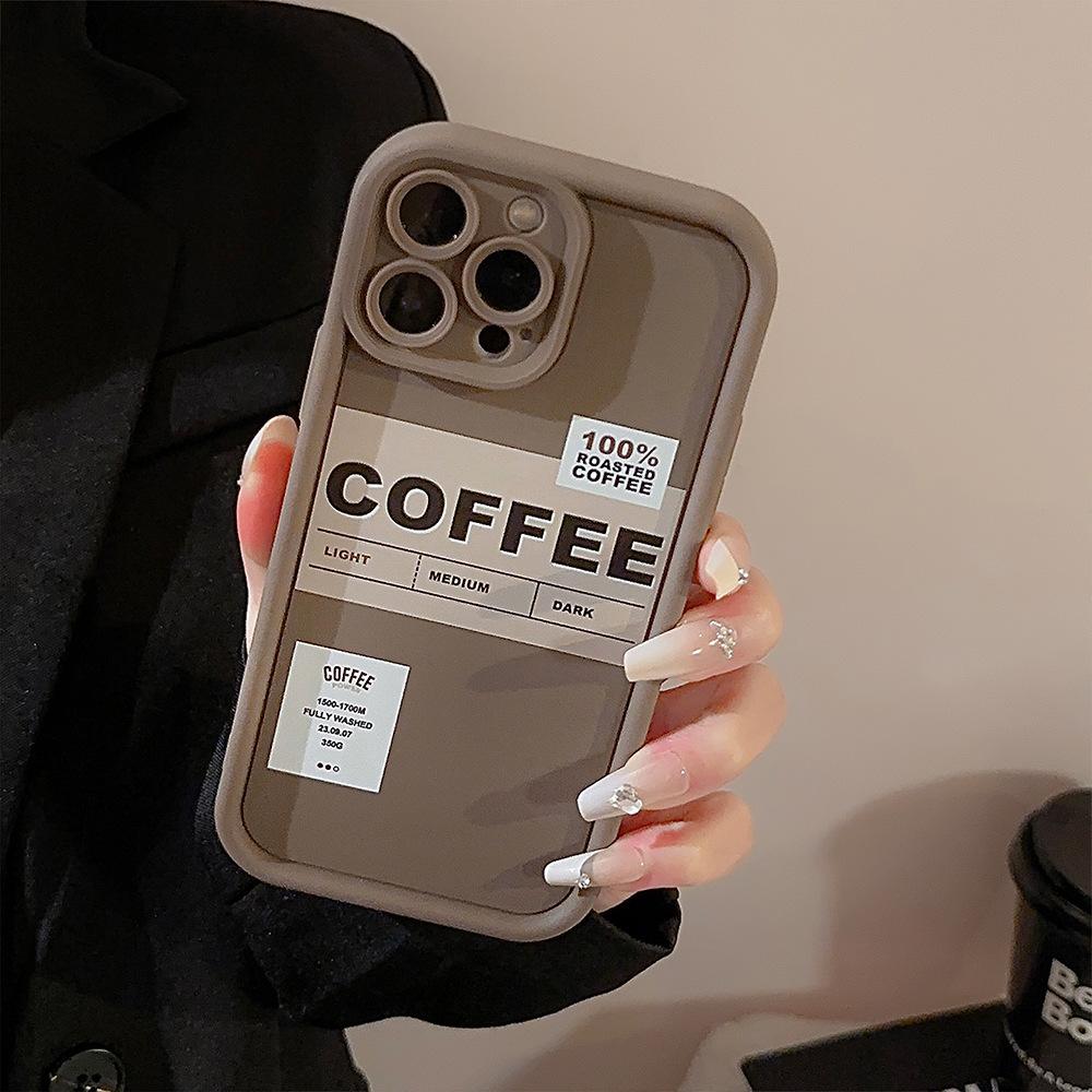 Coffee English Label Apple 17 Pro Max Phone Case iPhone 15 Retro 11 Compatible 14 Hand Strap 16 Huawei