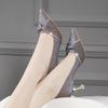 2024 summer new Korean version of sexy bow high heels women's rhinestone thin heel pointed women's fashion shoes