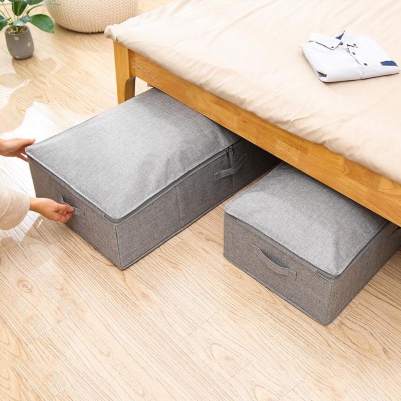 Underbed Storage Box Storage Bag Cotton and Linen Independently Washable Highly Breathable Foldable Bag for Cloth