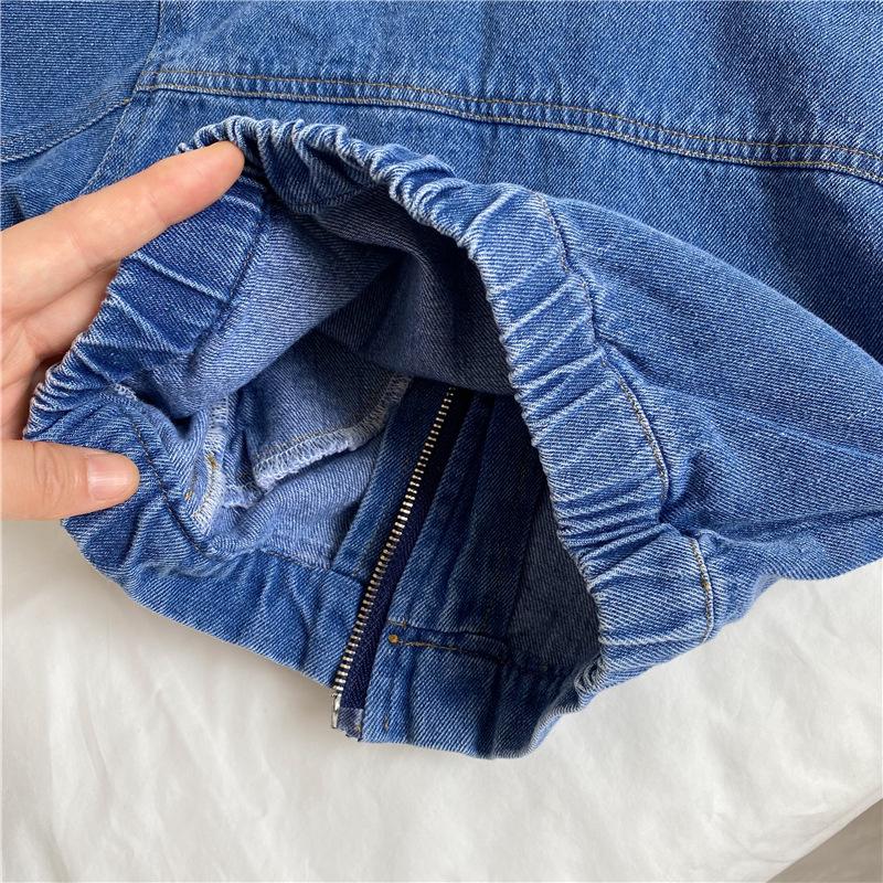 Korean Style Autumn Children's Heavy Duty Soft Denim Jacket - Boys & Girls Fashionable Workwear Zipper Jacket
