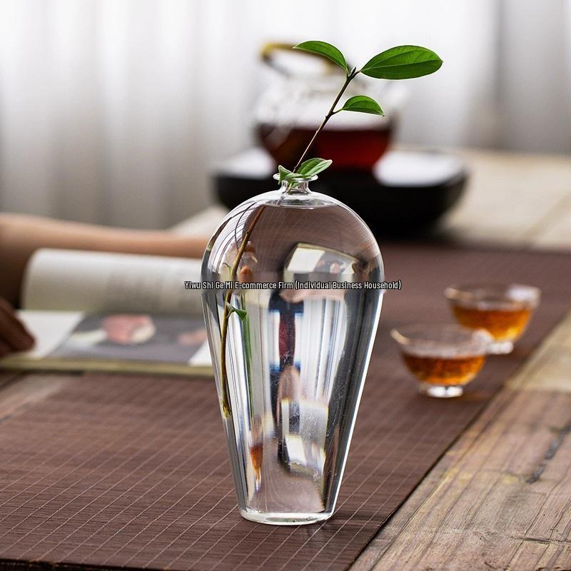 Zen Transparent Glass Vase for Hydroponic Plants and Small Mouth Flower Arrangements