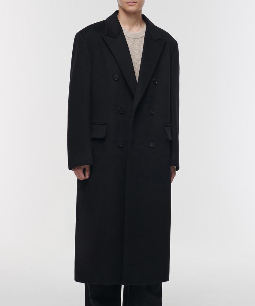 Musinsa Standard Cashmere Blend Daddy Shoulder Double Long Coat [Black]