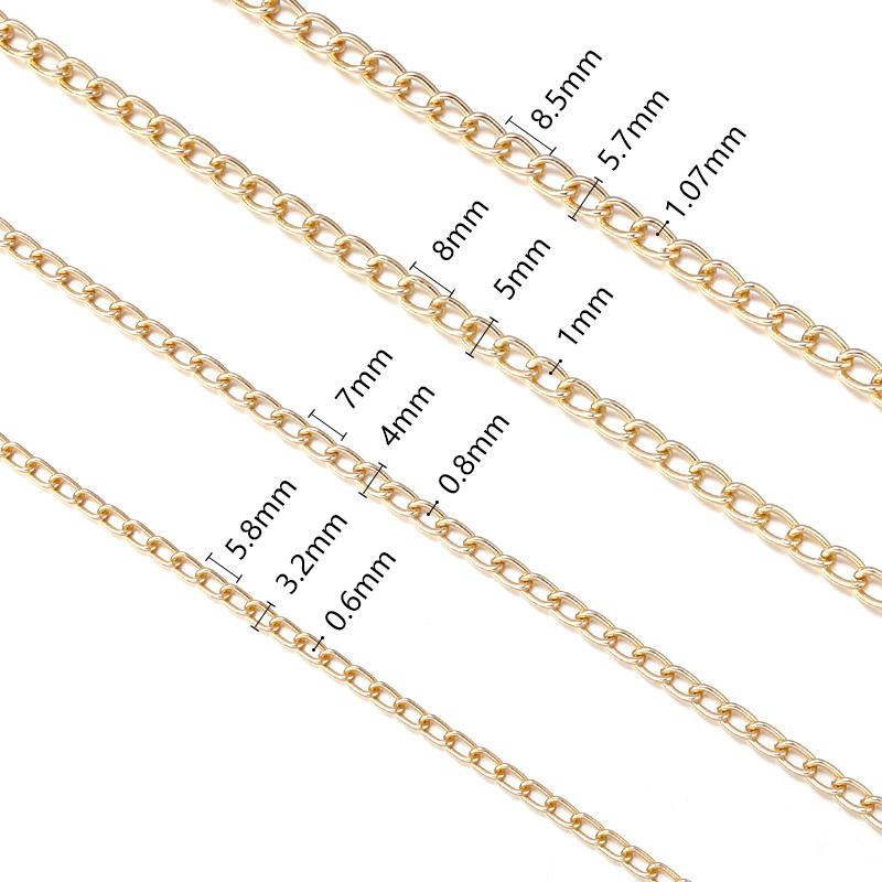 5 Yards/Roll Golden Silver Color Aluminium Twist Chains O-Shaped Chain for DIY Bracelet Necklace Jewelry Making Bag Accessories