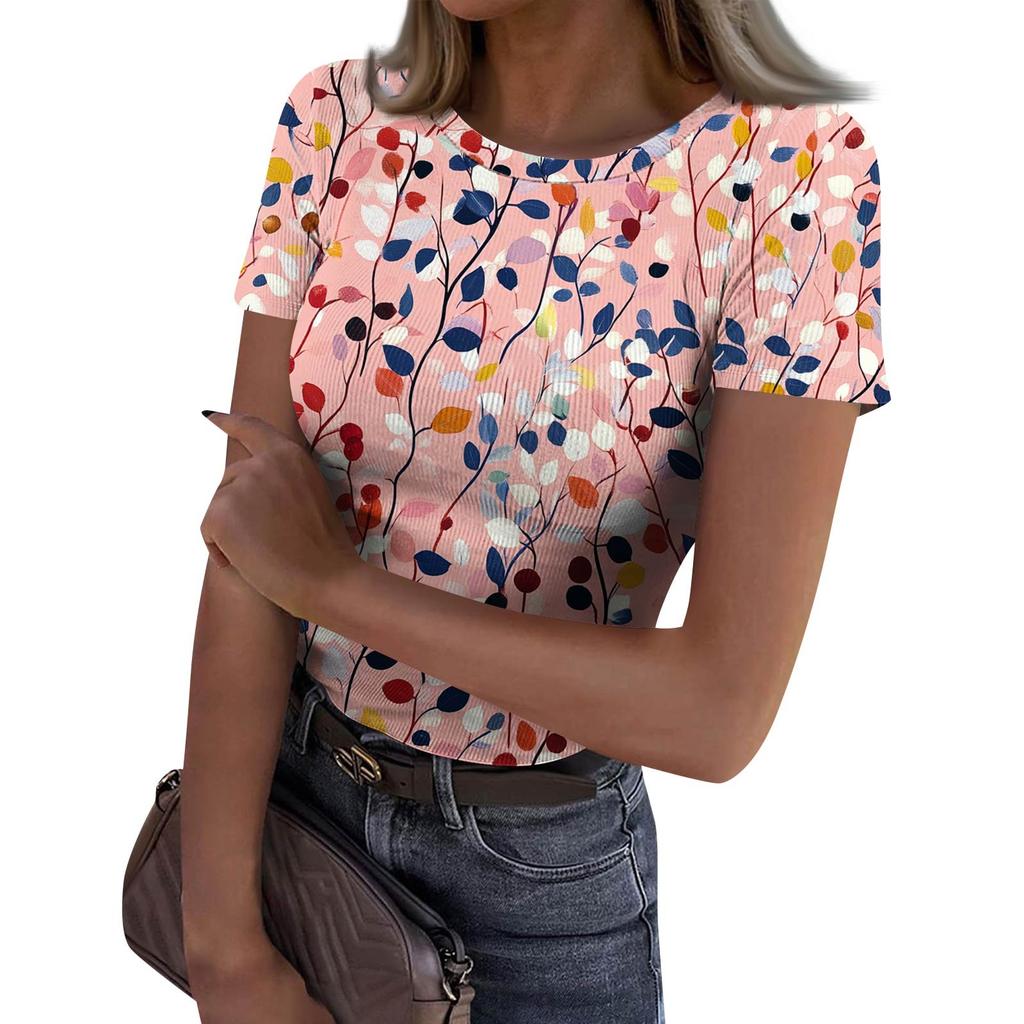 Dames Slim Fit T-shirt Mode Casual Ronde Hals Pullover Korte Mouw Top