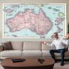 Frameless Australia&New Zealand Map,Wall Decor,Study,Gift for Travel Enthusiasts,Study Room Accent | Global Charm Decor