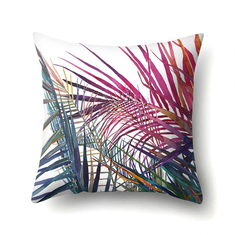 Polyester Pillowcase Nordic Ins Style Plant Flower Print Peach Leather Velvet Pillowcase Car Waist Cushion Cover
