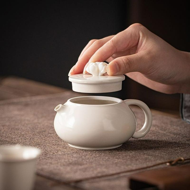 

Изумрудно-зеленый керамический чайник с цветком сливы ручной работы, заварочный чайник, одиночный чайный набор для кунг-фу, высококачественный, в китайском стиле, для домашнего использования, подарок