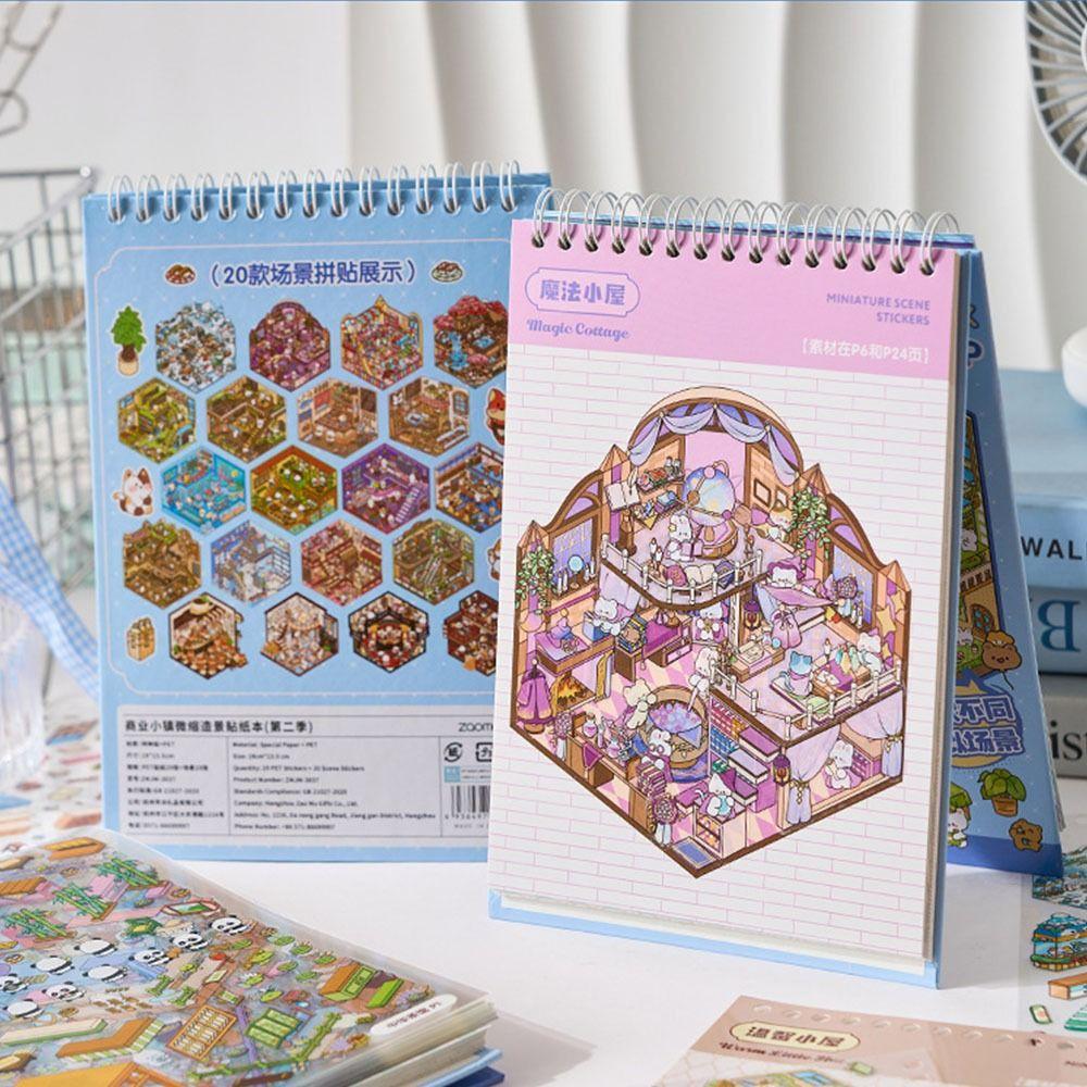 PET Miniature Landscape Sticker Collection Decompression Visual Stacking 3D Landscape Sticker DIY Cabin Scene Sticker