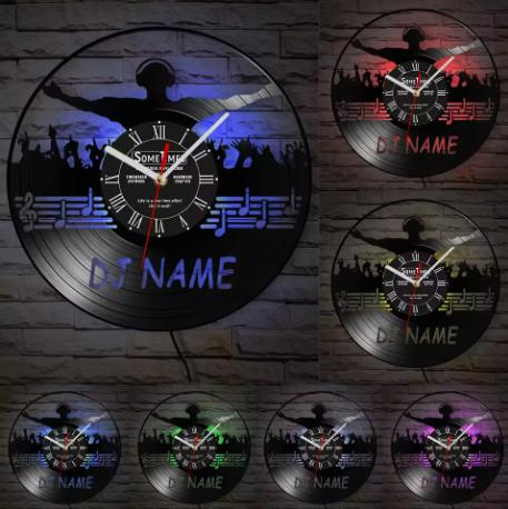 Personalized DJ Name Art Vinyl Record Wall Clock Home Music Club Decoration Wall Watch Custom DJ Name Gift Wall Clock