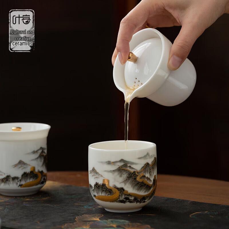 YECOH Portable White Jade Porcelain Tea Set