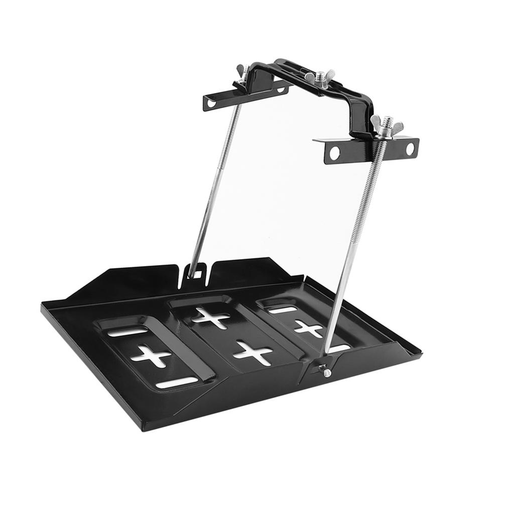 Universal Iron Car Battery Tray Adjustable Hold Down Clamp Kit