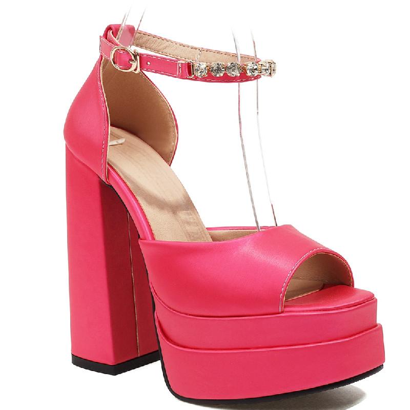 Mode Sexy Damen Sandalen High Heels Pumps Sommerschuhe Plateau Blau Rot Gold Absätze Party Hochzeit Schuhe Weiblich Größe 45