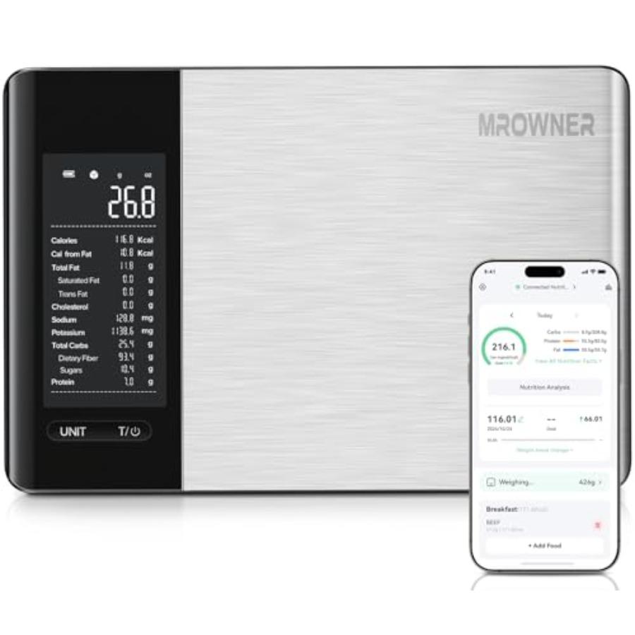 

Smart Food Kitchen Scale with Nutritional Calculator Free App with 19 Nutrients Tracking Calorie Marco Digital Weight Grams and United States