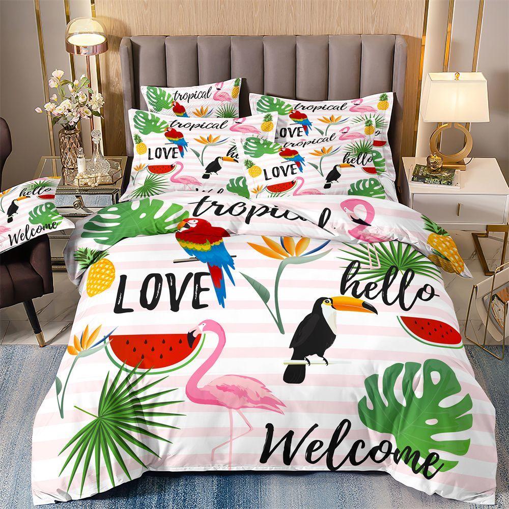 Set da letto a tre pezzi con stampa digitale 3D copripiumino federa biancheria da letto quattro stagioni universale singolo doppio copripiumino
