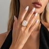 Anello/Orecchini Yousheng da Donna, con Grande Pietra Quadrata Design Retrò, Lega Resina Multipli Colori Stile Vintage Moda