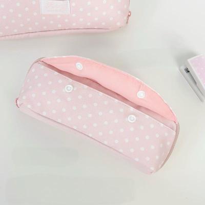 Durable Polka Dot Korean Style Portable Pencil Case Large Capacity Stationery Bag Students