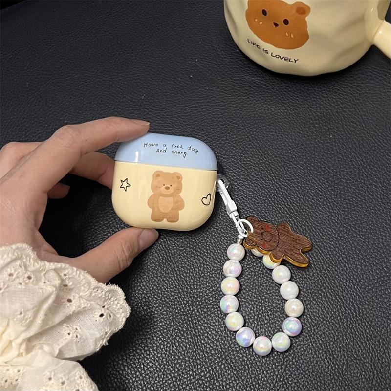 Korean Love Bear AirPods4 Protective Case 1/2 Generation Suitable for Apple Bluetooth Headset Case Pro3 Generation Pro2