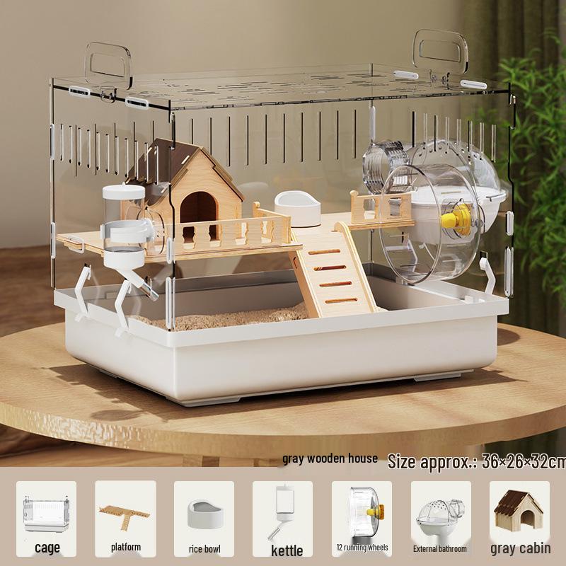 Luxury Acrylic Hamster Villa: Spacious, Transparent Breeding Box with Nest for Golden Hamsters