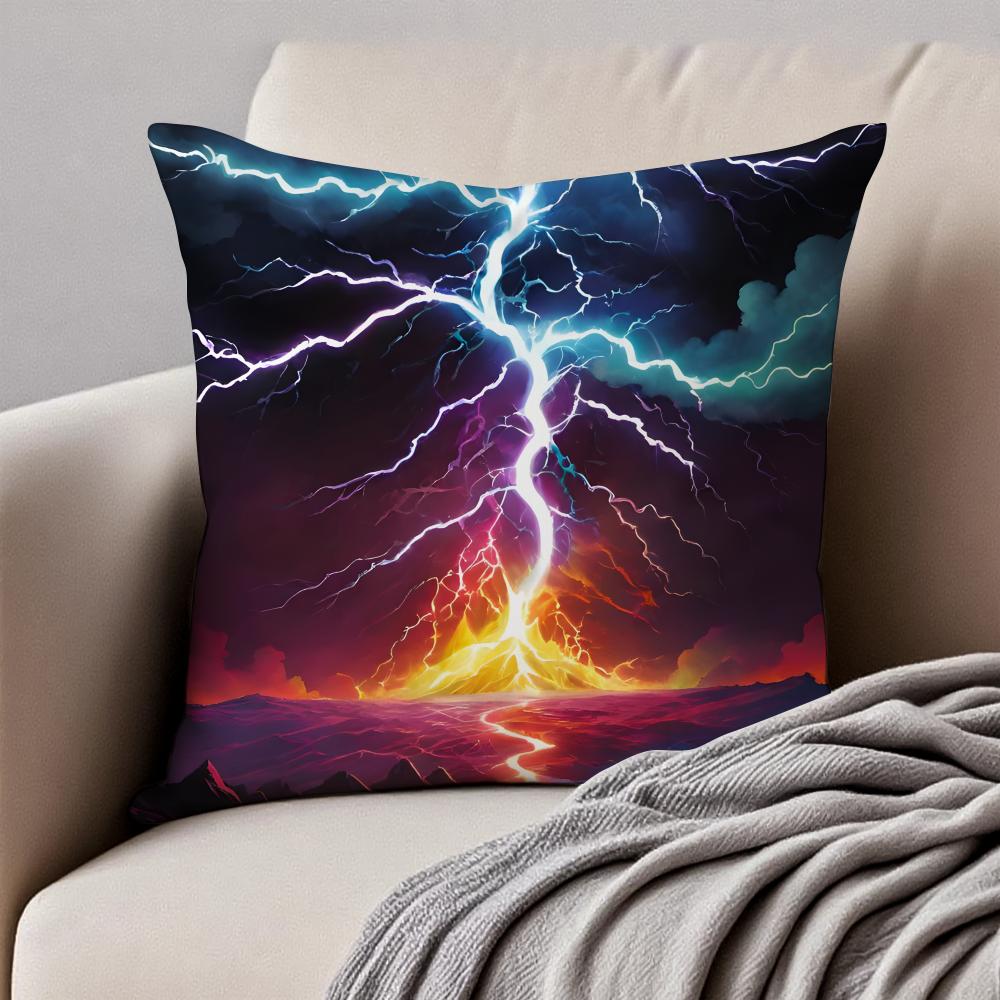night lLightning Cushion Cover Pillowcase Antidustmite Invisible Zipper Short Plush Sofa Cushion