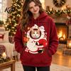 Cozy Fleece Pet Pocket Unisex Pouch Christmas Hoodie, Cute Dog Cat Carrier Hooded Sweatshirt with Small Holder Top Graphic, Lined Animal Pullover