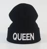 European and American Popular KING Embroidered Knitted Hat QUEEN Couple Winter Women's Wool Hat