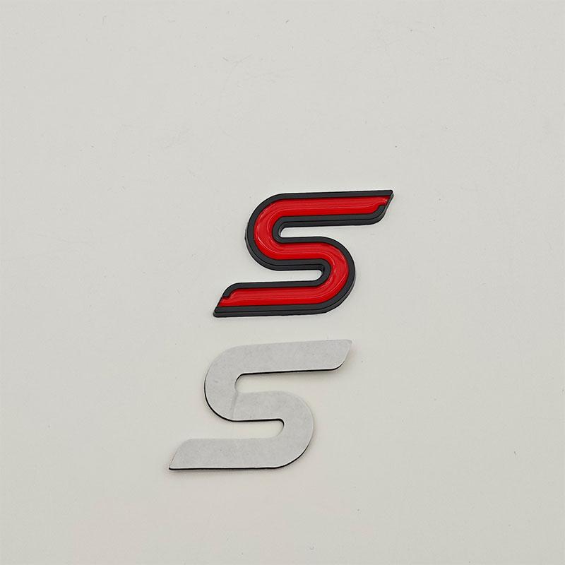 AJG1 3D Metal Letter S Logo Car Front Grille Emblem Badge Rear Trunk Stickers Decal For Ford Focus Fiesta Escape Ecosport Kuga Mondeo