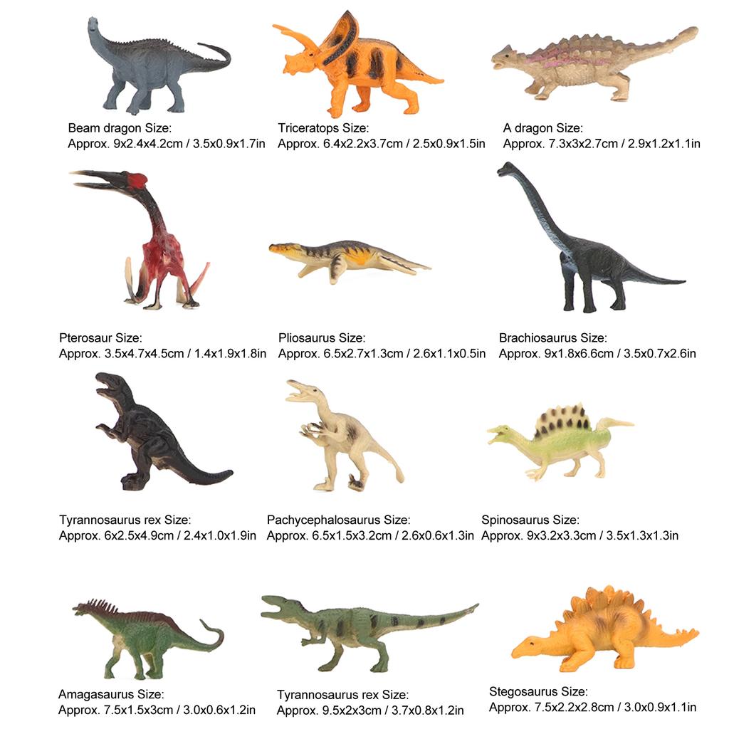 12 Pezzi Mini Figure di Dinosauri Simulazione Statica Giocattolo Ornamento per Bambini