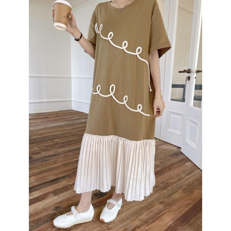DIMANAF 2026 Plus Size New Floral Dress Summer Women Shirt Dress Loose Beach Casual Long Dresses O-Neck