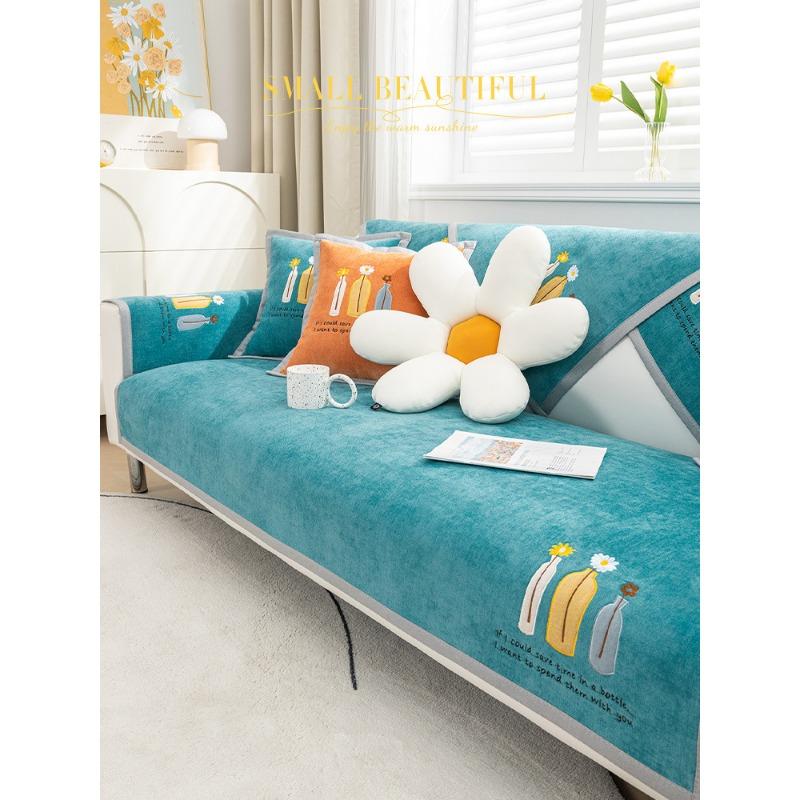 Nordic Simple Sofa Cushion Four Seasons Universal Non-Slip Sofa Cover Chenille High-End Cushion Backrest Towel Cover Cloth