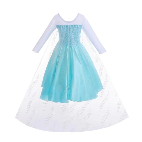 Dressy Daisy Toddler Girls' Snow Princess Dress, Light Blue, Size 120, Ages 6-7, Perfect for Halloween, Princess Cosplay, and Parties