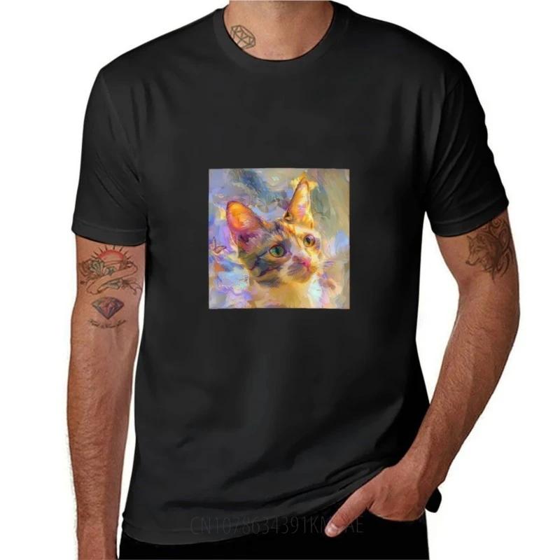 An Oil Painting Of A Cat TShirt Boys Whites Sweat Customs Design Your Own Mens Big and Tall T Shirts