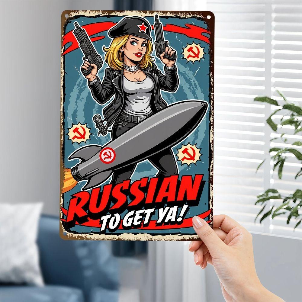 Metallplatta för flickor i interiör från Pinup-postern