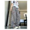 Graffiti Plaid Wide-leg Pants for Women In Summer New Printed Loose Casual Pants Drape High Waist Straight Pants
