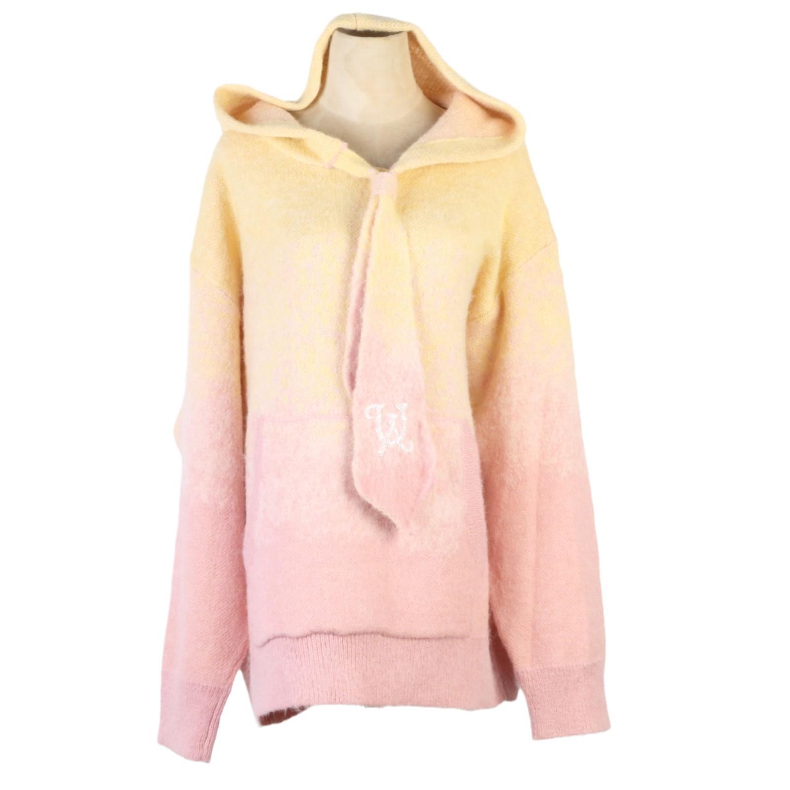 

Новый женский свободный мохеровый свитер с капюшоном градиентной расцветки для осени и зимы L